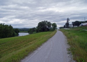 For part of it’s route the Missisquoi Valley Rail Trail follows the meanders of the Missisquoi River through beautiful Vermont farmlands. (EasternSlopes.com)