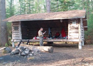 Shelters like this one are common along the Applachian Trail, Long Trail, and throughout the Adirondacks, Green and White Mountains. Perfect shelter on a rainy trip. (EasternSlopes.com)