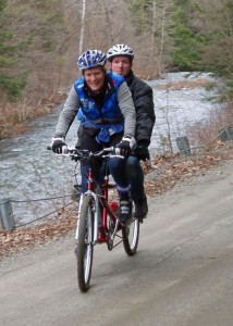 Diana and "the Turbocharger"(aka Dennis Bilodeau) had no problems riding up hills that forced us to walk our tandem bike. (EasternSlopes.com)