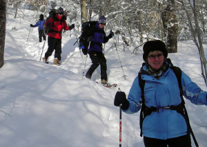Two Miles to Home. The only way to reach the High Cabin in winter is to snowshoe or ski up two miles of trail. Reaching your goal brings a sense of accomplishment. (EasternSlopes.com photo)