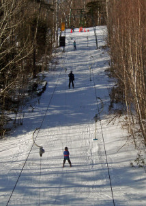 Talk about old fashioned lifts! This wonderful old platter pull service the beginner’s slope at Black Mountain. Novices get mileage going up and mileage coming down! (Tim Jones/EasternSlopes.com)