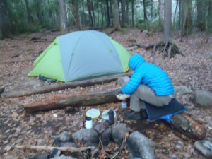 Established wilderness campsites will often have leveled, well-drained tent pads and a firepit. (EasternSlopes.com)