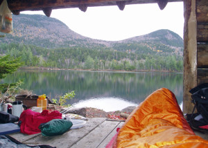  The View: This is the view you see when you wake up in one of the shelters in the White Mountains National Forest. At this time of year, the “first come, first served” rules at these shelters isn’t usually a problem. (EasternSlopes.com)
