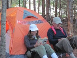 M and Tim in camp