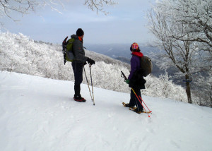 Just before we dropped off the top of the Thunderbolt Ski Trail on Mount Greylock we paused to savor this marvelous view. (Tim Jones/EasternSlopes.com)