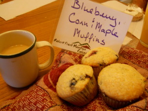 These yummy homemade muffins were delivered to our cabin and were still steaming hot. 035