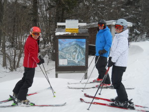 The Fuller family checks out the trail map at the Middlebury Snow Bowl. 050