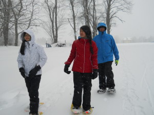 We hit the trails in the "pouring snow" at Rikert Nordic Center.