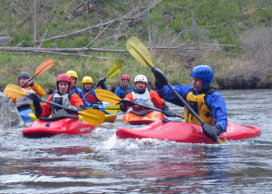 Taking a whitewater kaying class like this one at Zoar Outdoor in Charlemont, MA, is the best way to safely learn whitewater paddling skills. (EasternSlopes.com)