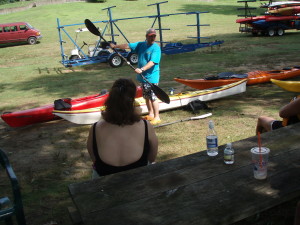 Kayaking instructor Jeff Brent shows students how to use their torso instead of their arms to really motivate a kayak. (EasternSlopes.com)