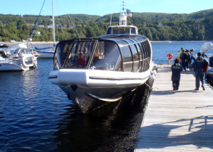 The sleek Crosieres du Fjord ferries off you a panoramic view of the spectacular scenery even when the weather isn't as perfect as it was on this August day. (EasternSlopes.com)