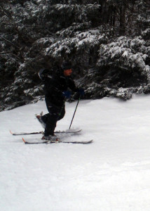 Going uphill on AT, or Telemark skis or a split snowboard lets you enjoy an endorphin high followed by an adrenaline rush. (EasternSlopes.com photo)