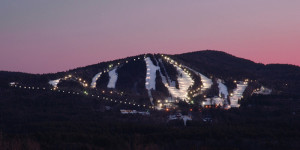 At Pats Peak, the whole mountain is lit for night skiing. Ditto at Crotched Mountain. (Pats Peak)