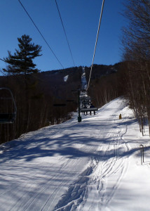 After 1400 feet of high-speed turns on flawless snow, the ride up was a welome respite. (EaasternSlopes.com photo) 