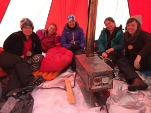 Pat, from Scarsdale, (in the middle) was one of five who slept in a tent Saturday night – a personal first. 