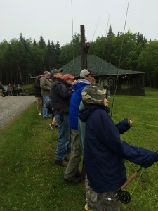 We reconvened outside on the lawn, fishing rods at the ready.  (Deborah Lee Luskin/EasternSlopes.com)