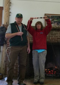 Red Merker and Jesse Tichko demonstrating the loop-to-loop knot with climbing rope. (Deborah Lee Luskin/EasternSlopes.com)