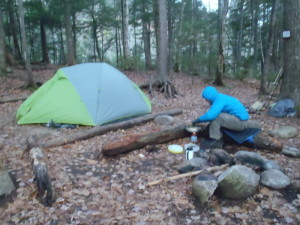 Maybe part of the reason no one else was camping on a Saturday night is that the morning was chilly enough to make a puffy jacket and gloves feel really good! (EasternSlopes.com photo)