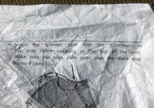 Moron alert: Don't be like us. Read the instructions; if you put the spanner under the main pole, the fly flaps in the wind. (EasternSlopes.com)