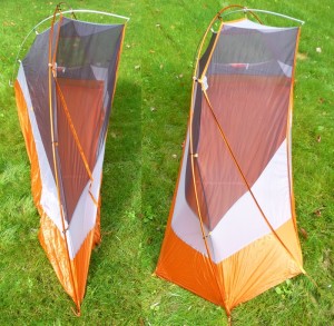 Do be sure to stake ou the foot area of the REI Quarter Dome 1; it'll give you more room and keep your feet dry. (EasternSlopes.com)